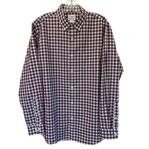 L.L. Bean Men's Slightly Fitted Red White Blue Button Down Shirt 100% Cotton - M
